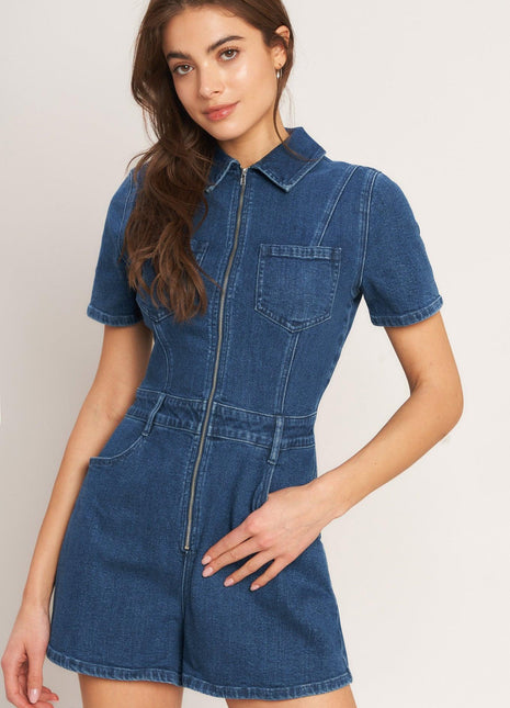 CASUAL STRUCTURE DENIM ROMPER