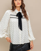 ROMANCE STITCH IVORY WOVEN TOP