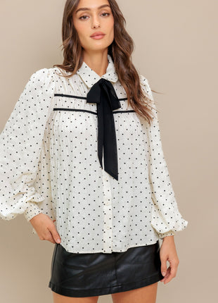 ROMANCE STITCH IVORY WOVEN TOP