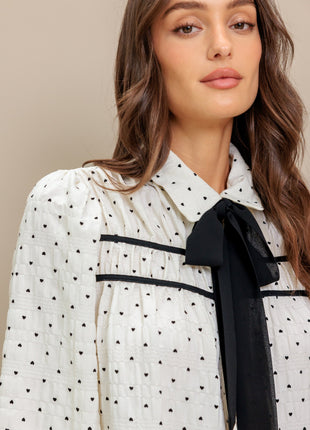 ROMANCE STITCH IVORY WOVEN TOP