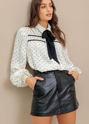 ROMANCE STITCH IVORY WOVEN TOP