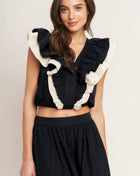 GALLERY CONTRAST WOVEN CROP TOP
