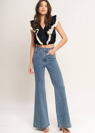GALLERY CONTRAST WOVEN CROP TOP