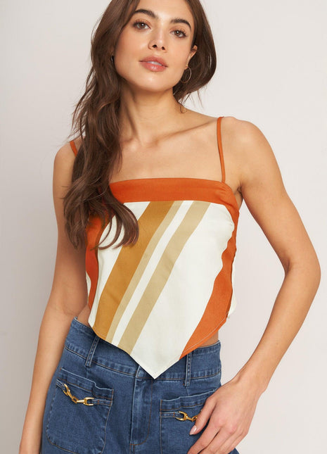 GOLDEN HORIZON WOVEN SCARF TOP