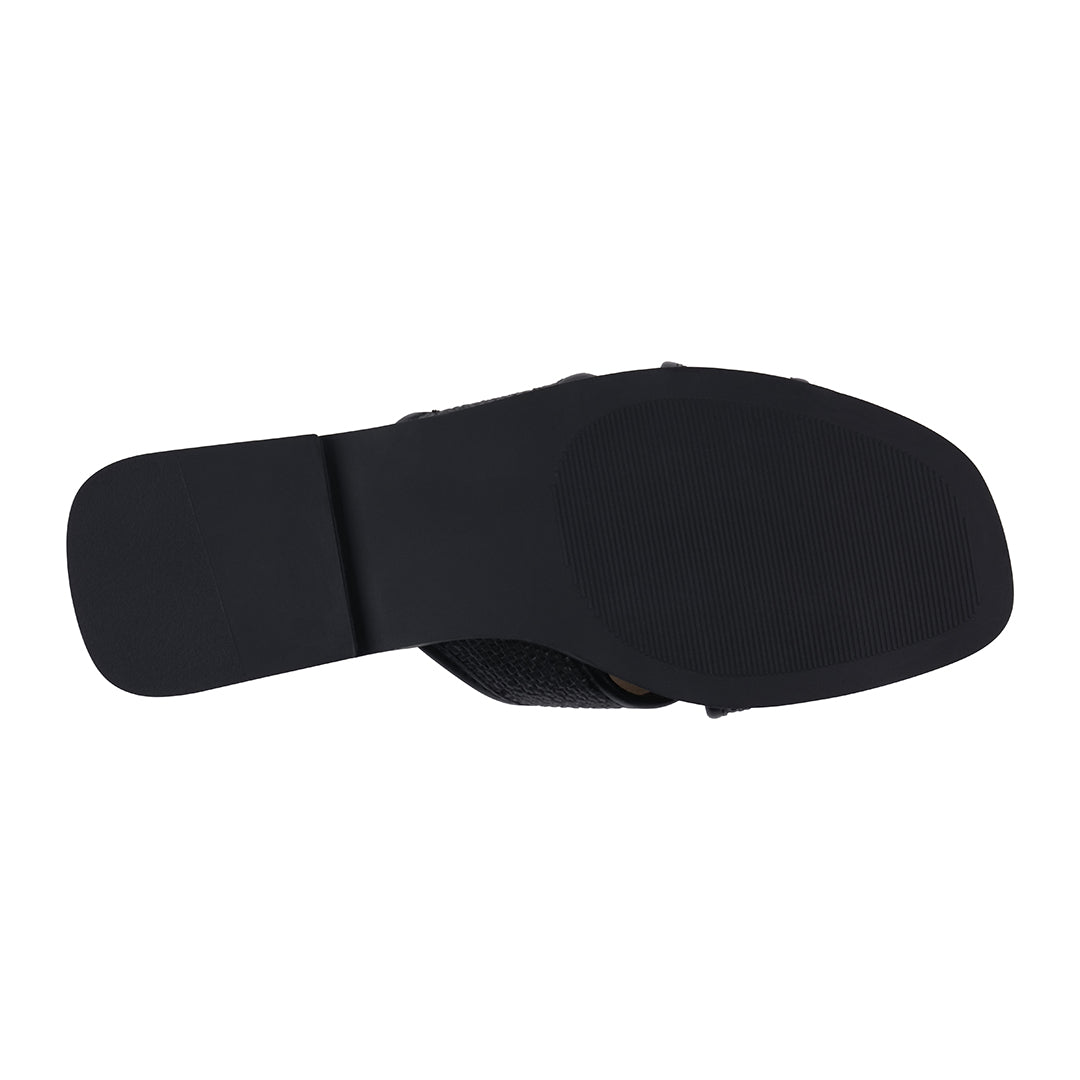 Ivy Black Woven Flat Sandals Flat Sandals GC Shoes