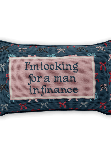 Man In Finance Needlepoint Pillow