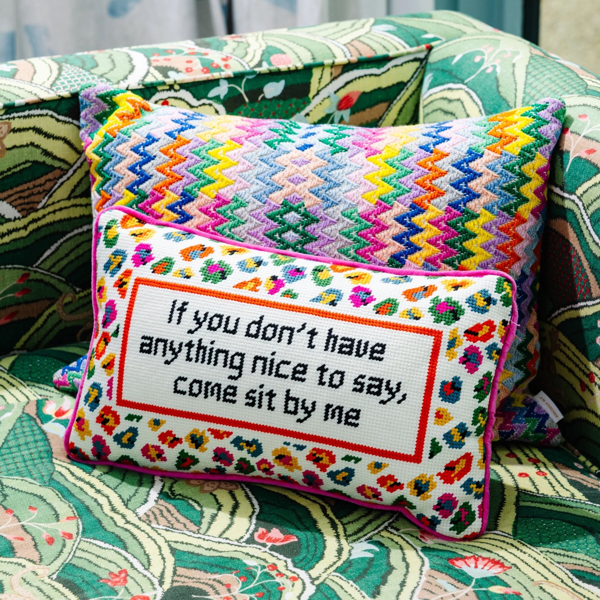 Come Sit By Me Needlepoint Pillow Needlepoint Furbish Studio