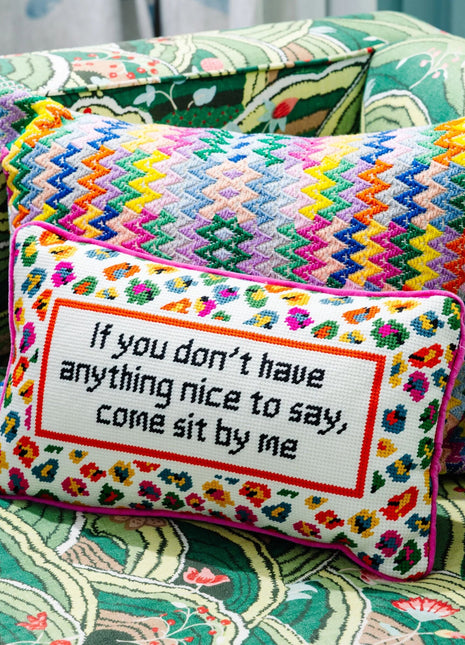 Come Sit By Me Needlepoint Pillow Needlepoint Furbish Studio