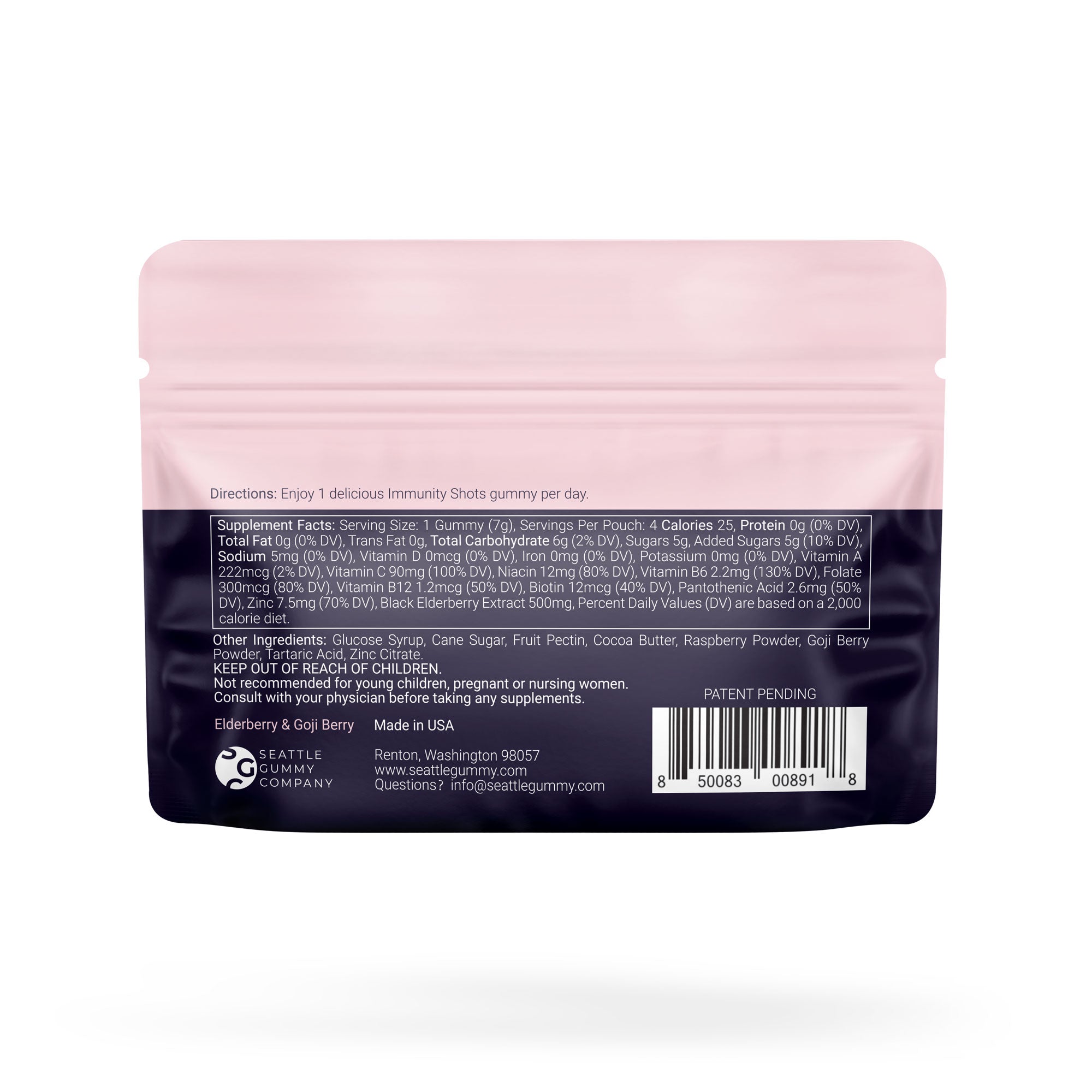 Immunity Shots - Elder Berry + Goji Berry Gummy Vitamins | 12-Pack Beauty & Health - Health Care - Health Food Seattle Gummy Company