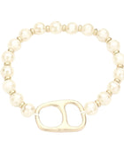 Abstract Metal Accented Faceted Beaded Stretch Bracelet