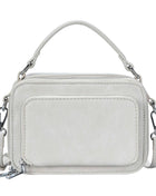 Solid Faux Leather Rectangle Tote Crossbody Bag