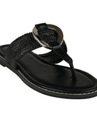 Women's Jovie Black Thong Flat Sandals Flat Sandals GC Shoes