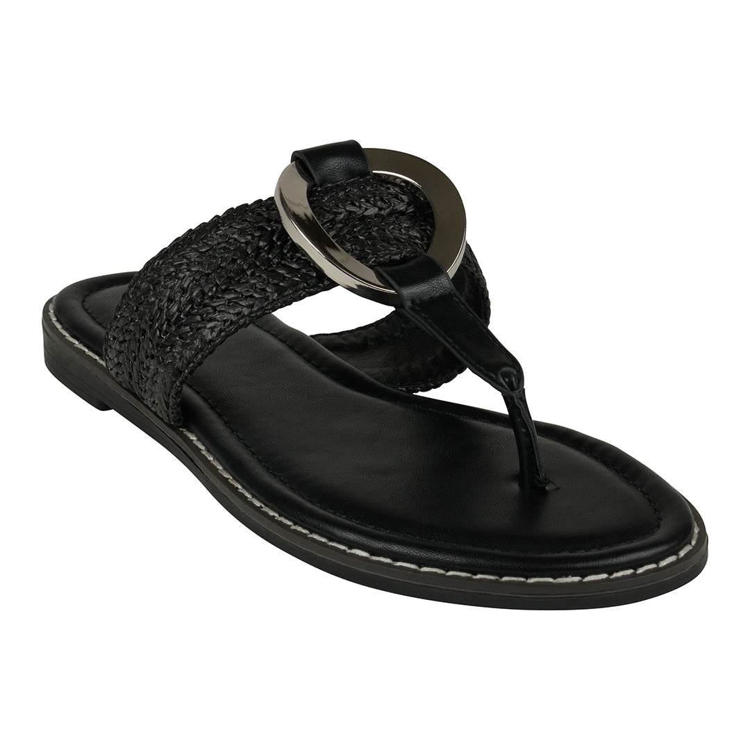 Women's Jovie Black Thong Flat Sandals Flat Sandals GC Shoes