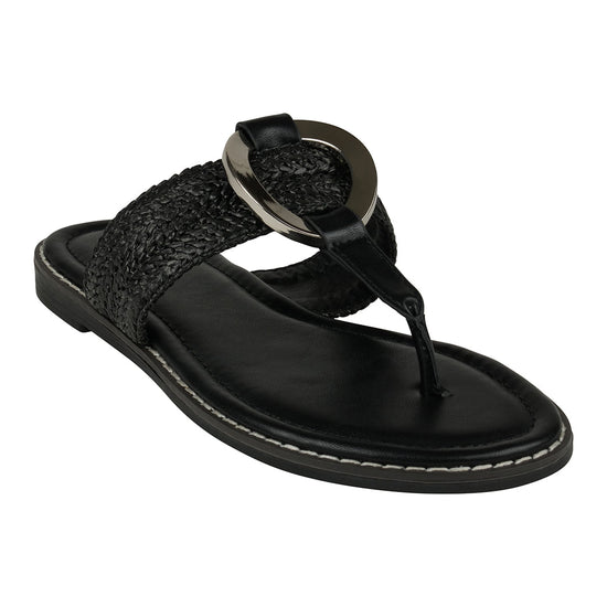 Women's Jovie Black Thong Flat Sandals Flat Sandals GC Shoes