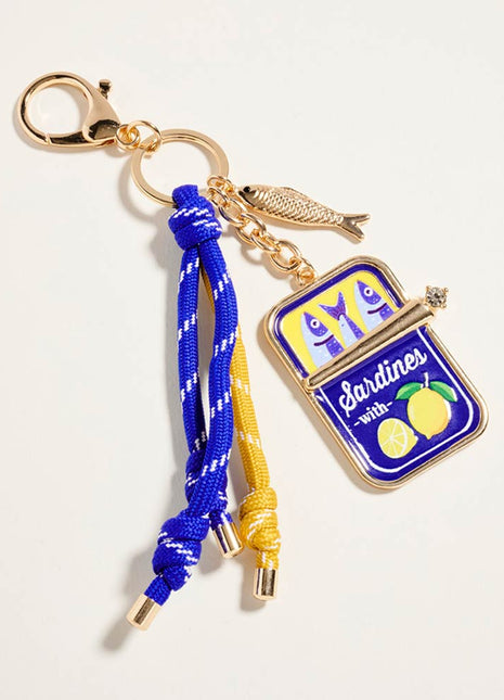 Sardine Can Charm Accent Knotted Cords Drop Bag Charm Keychain