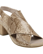 Keefa Snake/Beige Cross Strap Slingback Heeled Sandals Flat Sandals GC Shoes