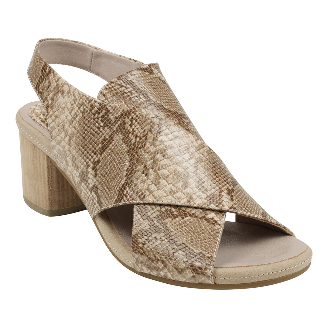 Keefa Snake/Beige Cross Strap Slingback Heeled Sandals Flat Sandals GC Shoes
