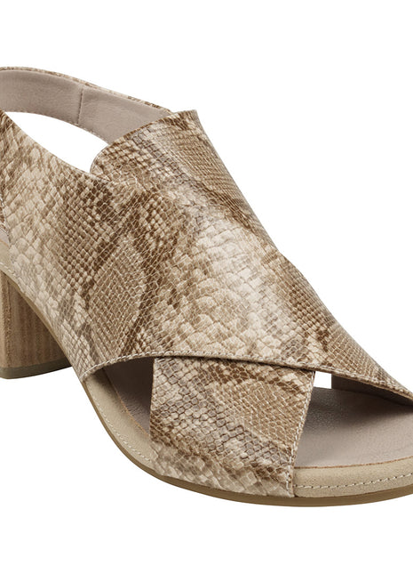 Keefa Snake/Beige Cross Strap Slingback Heeled Sandals Flat Sandals GC Shoes