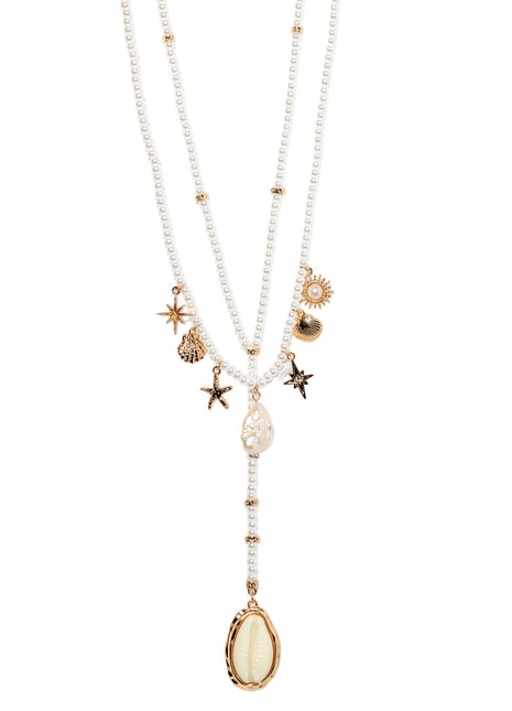 Eternal Afterglow Pearl Seashell Necklace Set