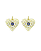 Blue CZ Evil Eye Heart charm For Necklace Bracelet Jewelry Making Supply, Sku#LX934