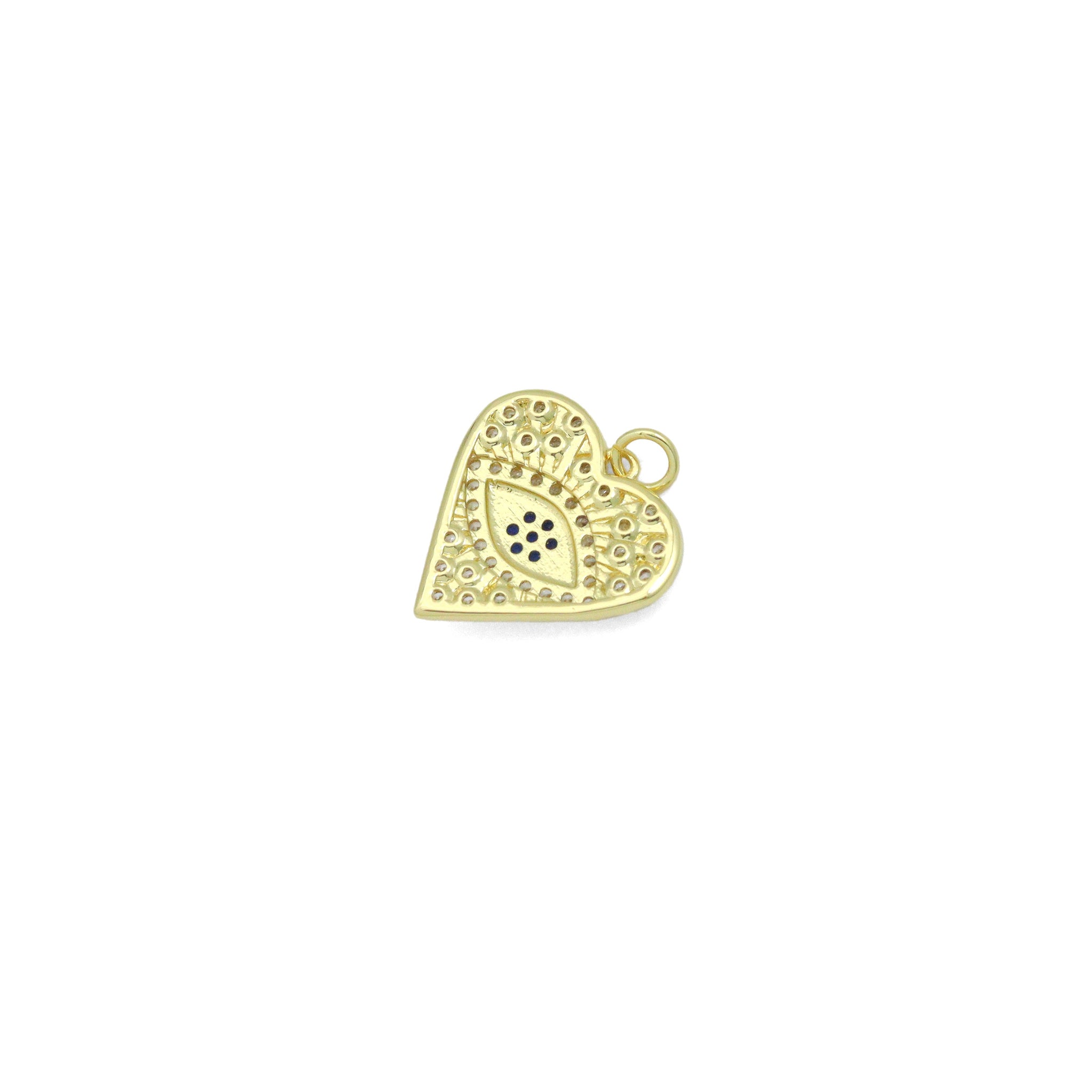 Blue CZ Evil Eye Heart charm For Necklace Bracelet Jewelry Making Supply, Sku#LX934