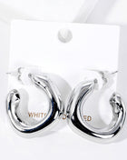 White Gold Dipped Metal Square Hoop Earrings