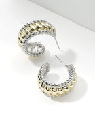 Two Tone Textured Hoop Earrings