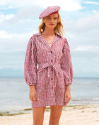 The Meghan Mini Gingham Dress, in Red