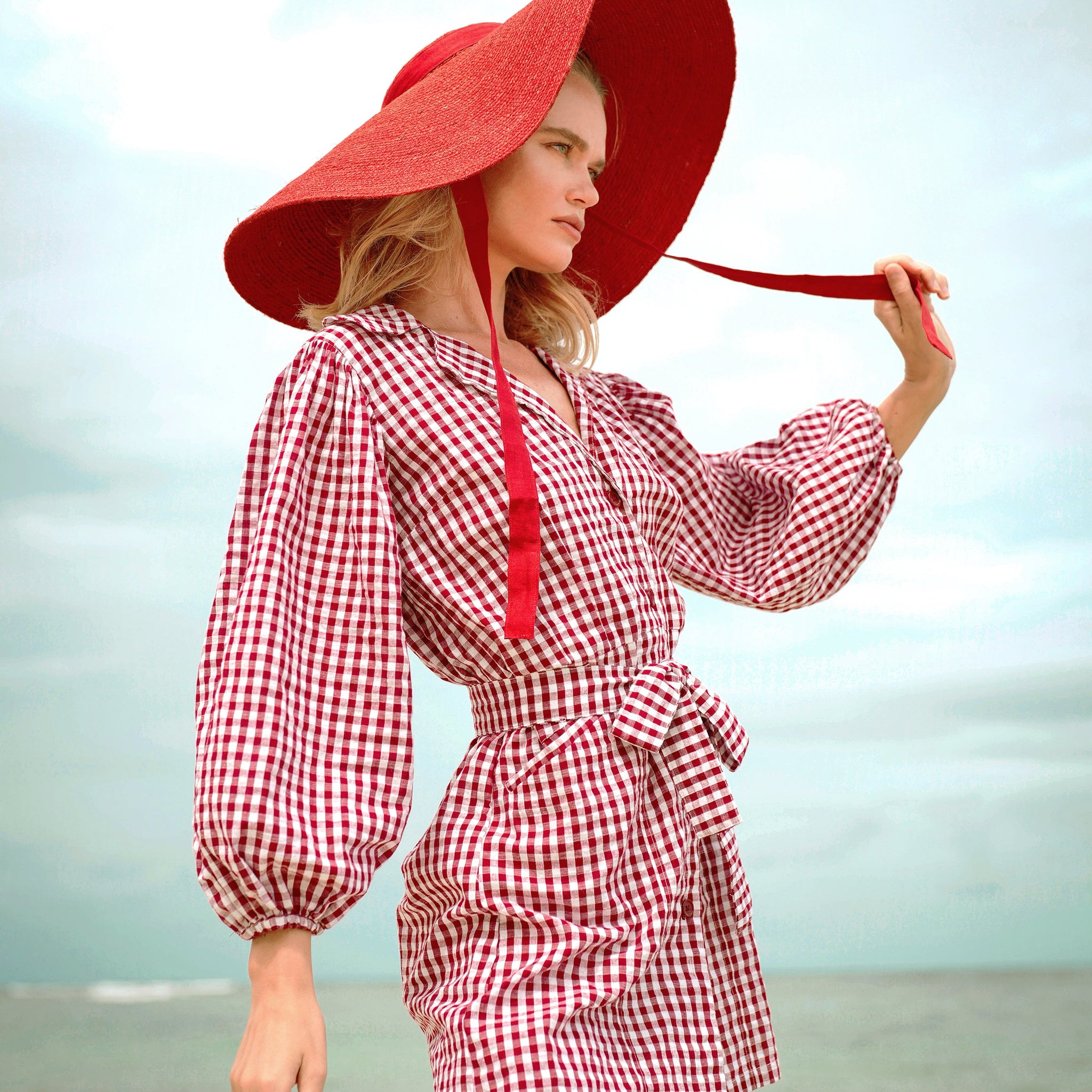 The Meghan Mini Gingham Dress, in Red