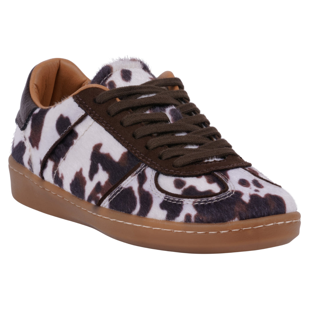 Women's Milan Cow Print Lace Up Sneaker Sneaker GC Shoes