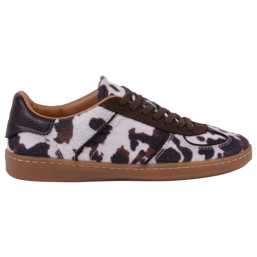 Women's Milan Cow Print Lace Up Sneaker Sneaker GC Shoes