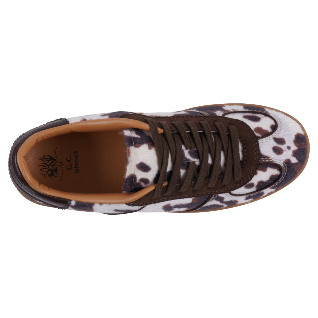 Women's Milan Cow Print Lace Up Sneaker Sneaker GC Shoes