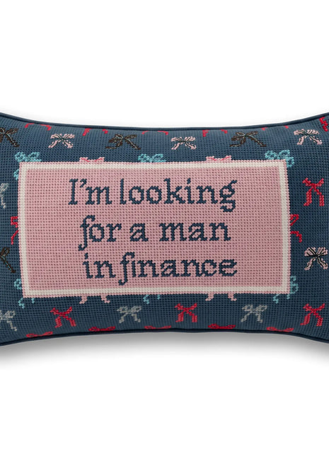 Man In Finance Needlepoint Pillow
