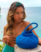 NAGA Macrame Bucket Bag In Azure Blue