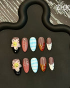 Almond Island Nightingale Mint Floral Temperament Advanced Handmade Press on Nails