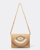 Beaded Patch Jute Bag – Bohemian Handwoven Clutch, Vacation Woven Shoulder Purse