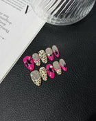 French Leopard Hand Painted Short Almond Charge Press on Nails Wholesale