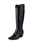 Chunky Heel Leather Martin Knee Boots | Big Sizes up to US16