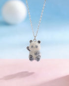 Cute 3D Flocked Resin Dog Pendant Necklace Autumn Winter Mini Animal Clavicle Chain