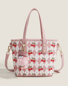 Women's tote bag, design cherry shoulder tote bag, cute top handle bag with crossbody strap