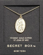 SECRET BOX_14k Gold Dipped St. Joan Of Arc Pendant Necklace