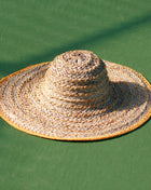 Balinese Pecatu Wide Round Straw Hat In Butter Yellow