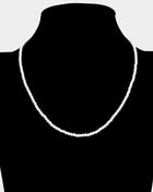 White Gold Dipped Brass Metal 3mm Pearl Necklace