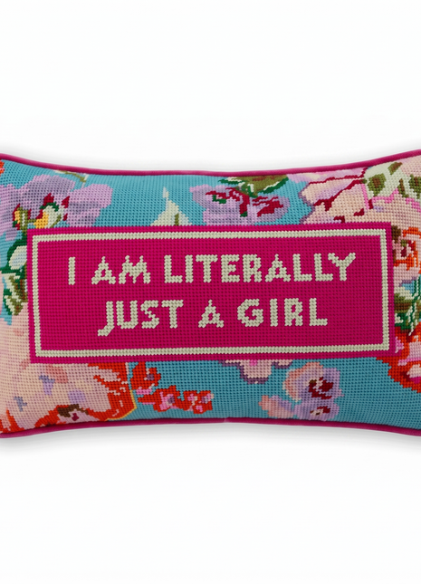 Just A Girl Needlepoint Pillow