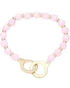 Open Metal Link Accented Faceted Beaded Stretch Bracelet