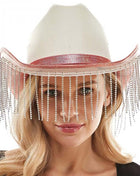 Trendy Rhinestone Fringe Glittered Cowboy Hat