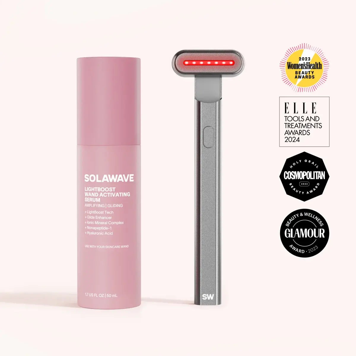 4-in-1 Red Light Therapy Wand & Activating Serum Kit Charcoal Skincare Tools Solawave
