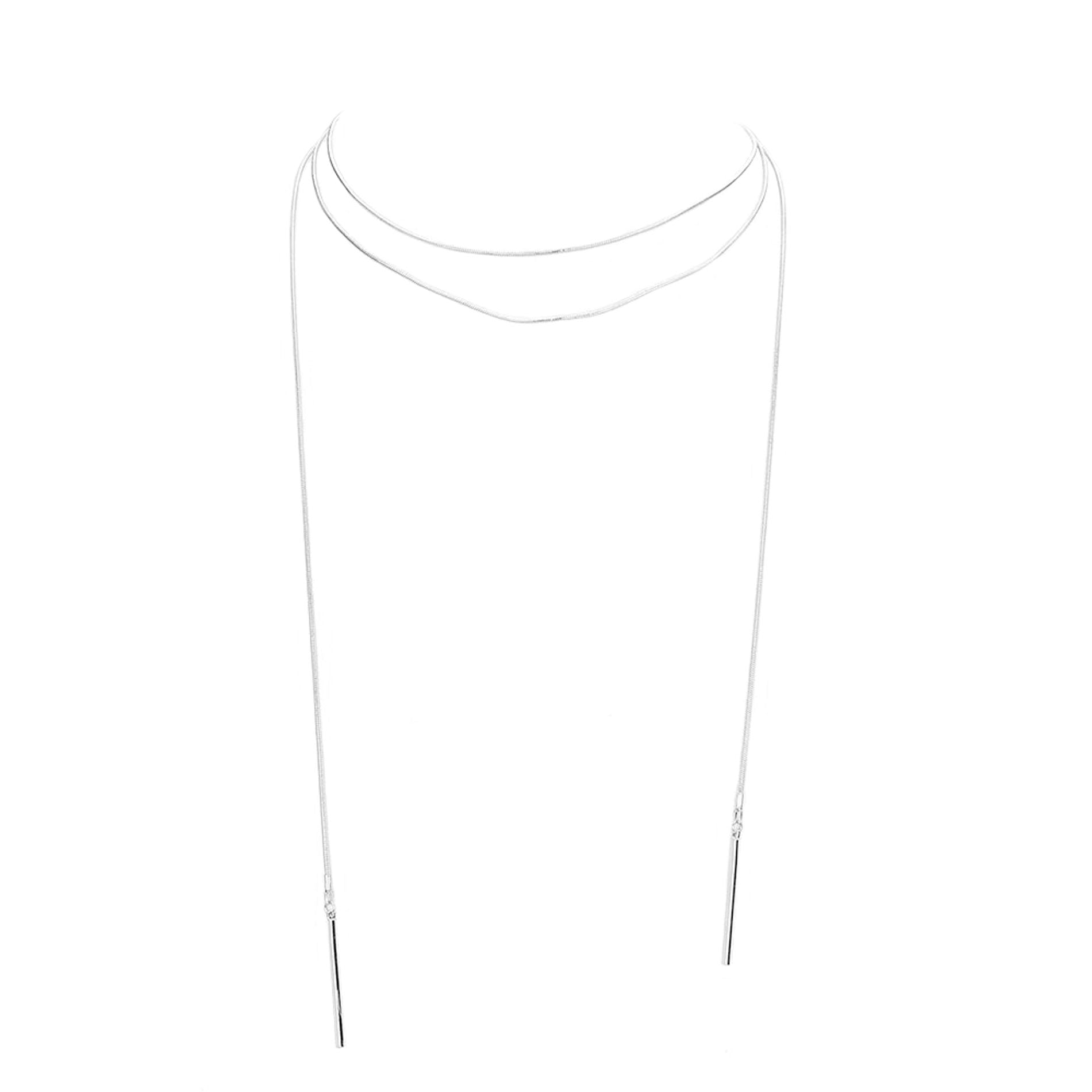Metal Bar Dangle Tip Layered Necklace