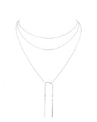 Metal Bar Dangle Tip Layered Necklace