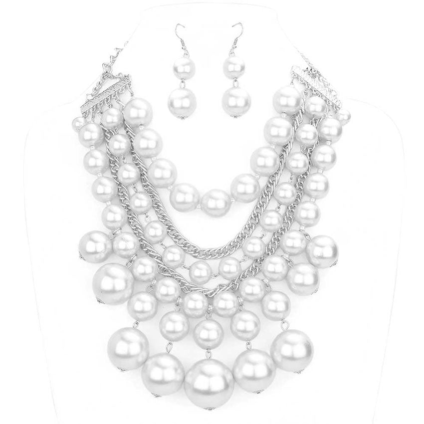 Pearl Cluster Statement Necklace